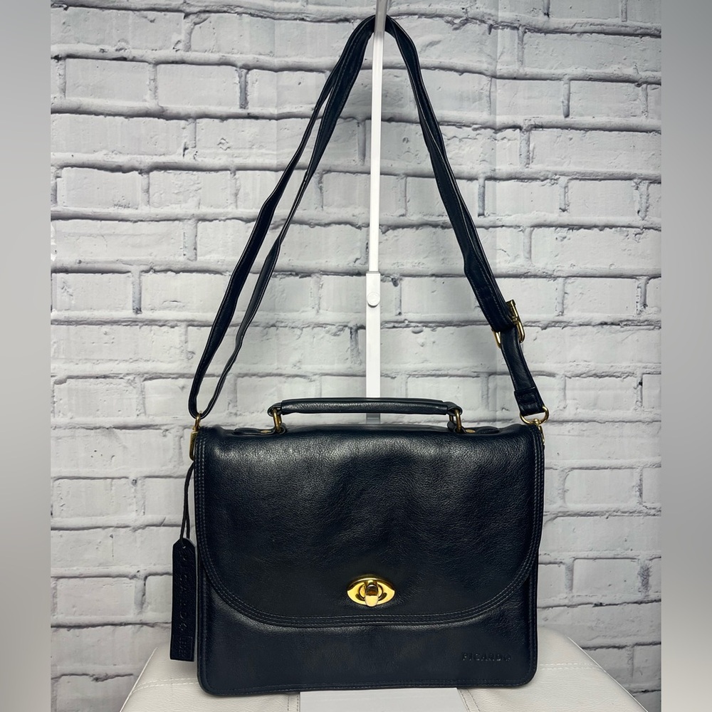 Picard Luxury German Black Leather Petite Messenger Crossbody Bag